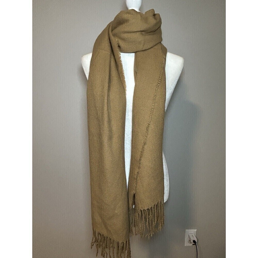 Scarf Wrap Solid Camel with Fringe